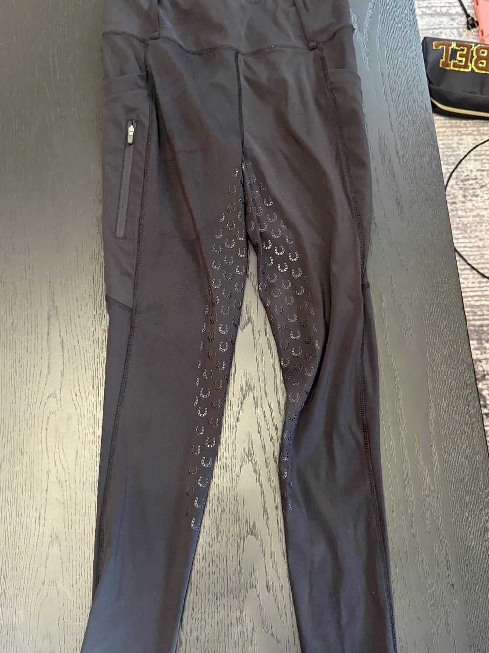 Black Full-Seat Riding Tights with Grip Knee Patches